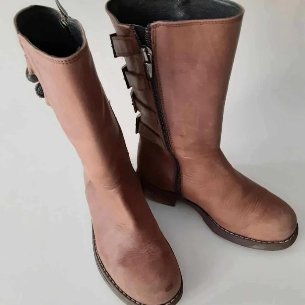 Simonetta Brown Butttery Fashionable Leather Boots - girls size 31